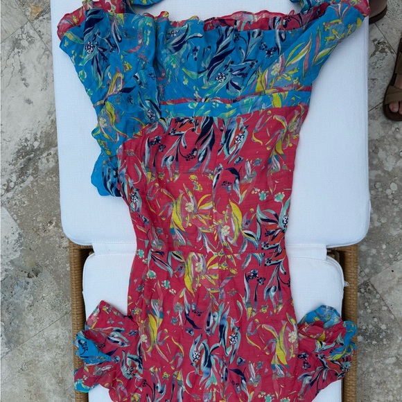 Tanya Taylor Bianka Silk Faux Wrap Floral Print Ruffle Mini Dress Size 4 Women's - Picture 14 of 16